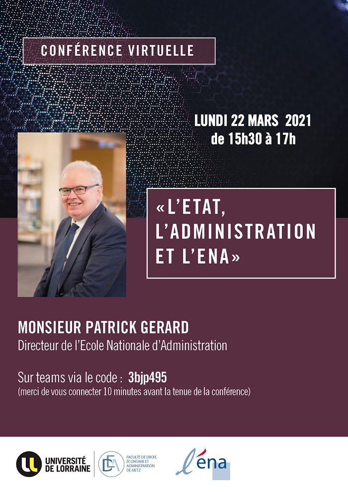 Conférence virtuelle l'état, l'administration et l'ENA