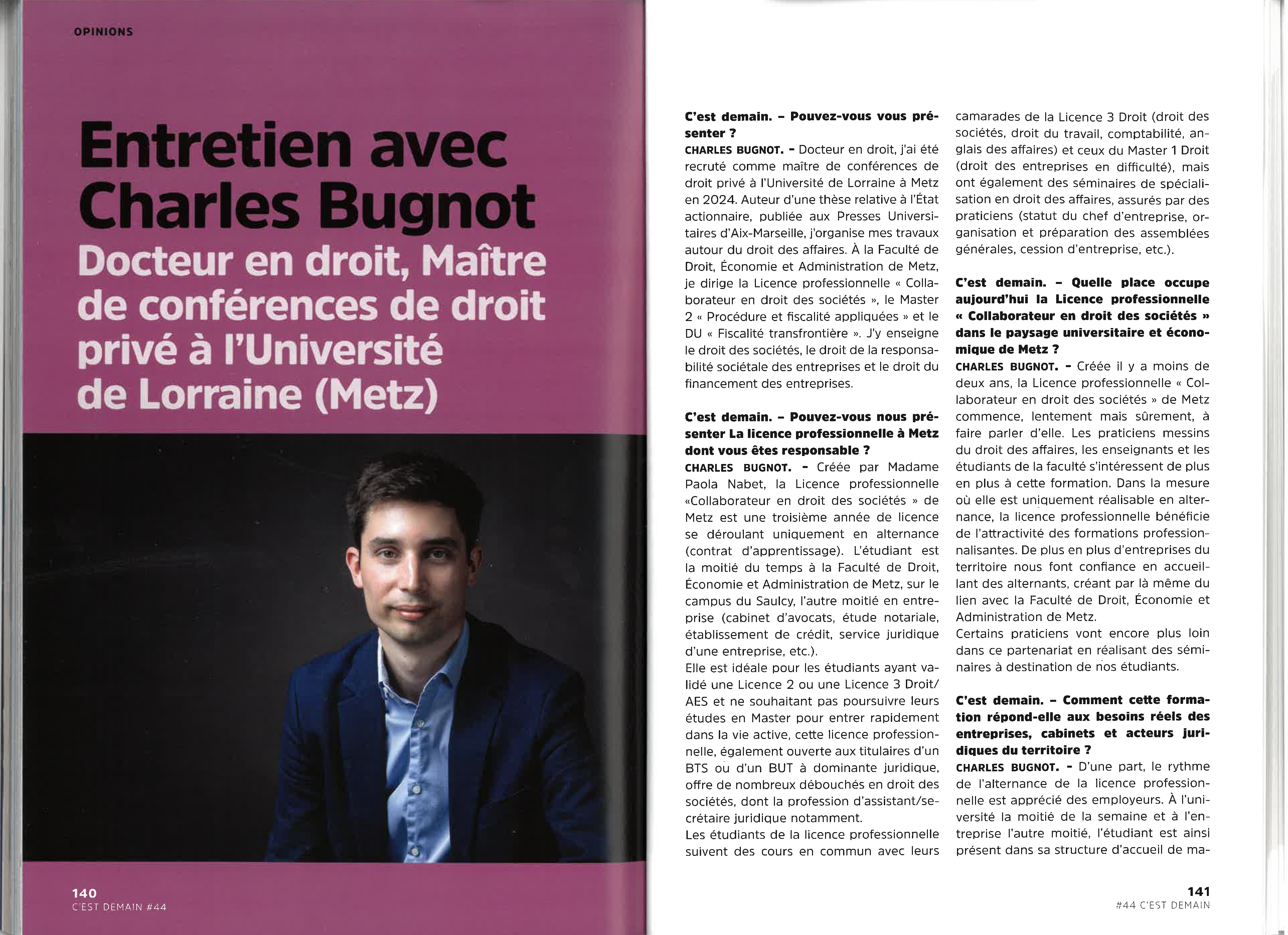 Article de charles BUGNOT sur la liste professionnelle droit