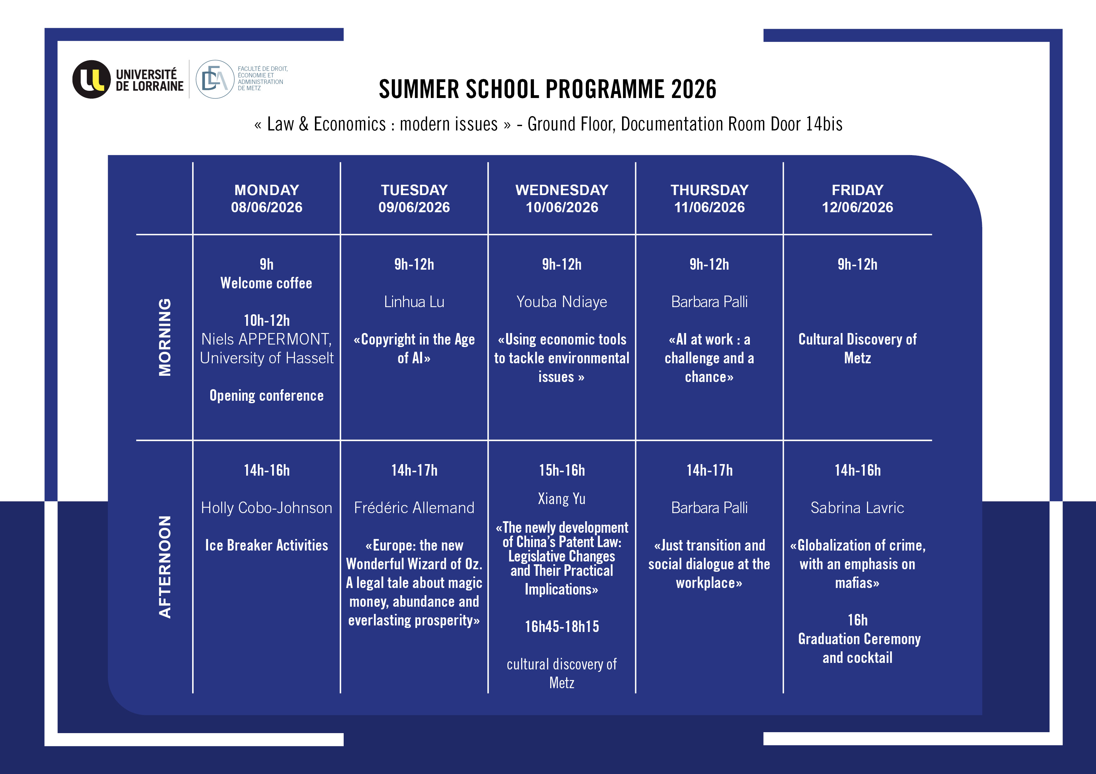 Programme de la summer school